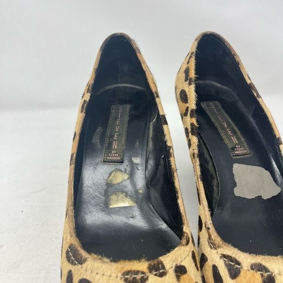 Steven by Steve Madden Leopard Note 1 Leather Upper Wedge Heels Size 8.5 - Picture 6 of 8